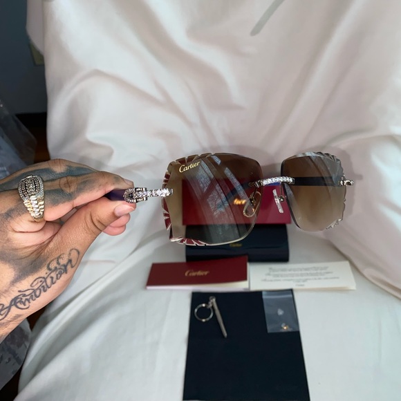 Cartier Blue Wood Frames W/ Brown Lens - Picture 5 of 5